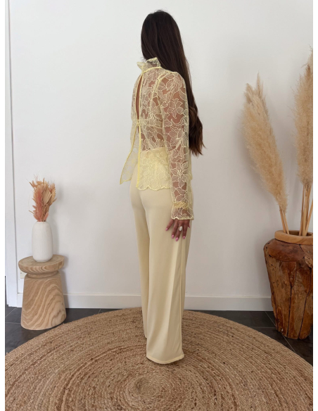 Praline - blouse en dentelle jaune