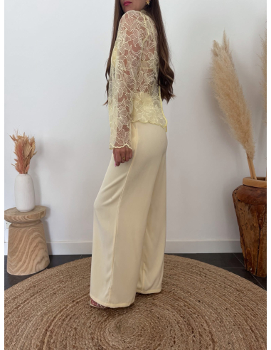 Praline - blouse en dentelle jaune