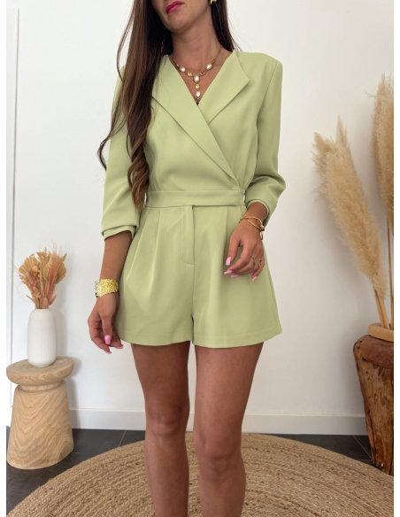 Avelia - combishort blazer vert pistache