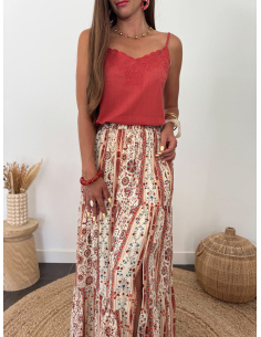 Jaspe - top terracotta brodé