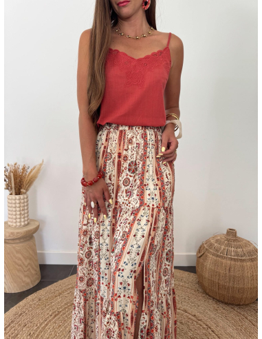 Jaspe - top terracotta brodé