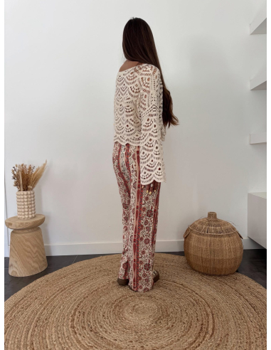 Faïa - top en crochet beige