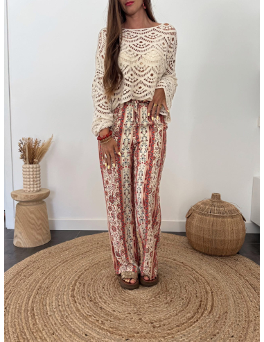 Faïa - top en crochet beige