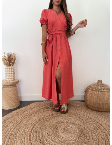 Gloria - robe longue terracotta