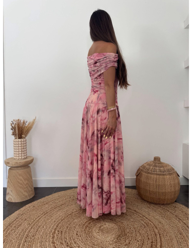 Diane - robe longue imprimé rose