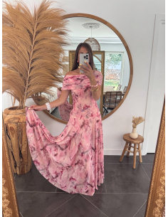 Diane - robe longue imprimé rose