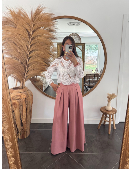 Taylor - pantalon palazzo terracotta