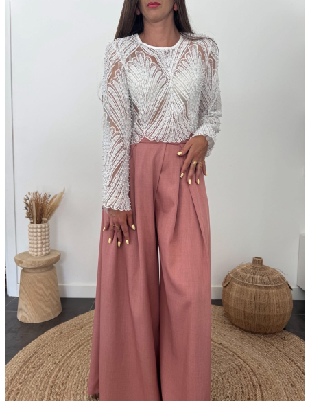 Taylor - pantalon palazzo terracotta