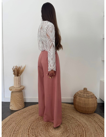 Taylor - pantalon palazzo terracotta