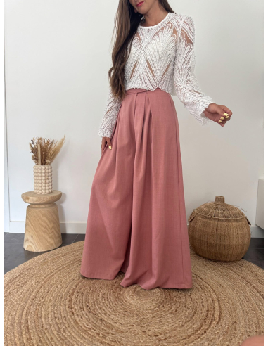 Taylor - pantalon palazzo terracotta