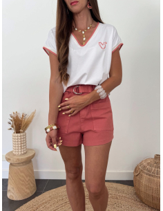 Ossane - t-shirt cœur rose