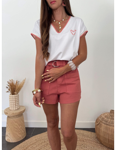 Ossane - t-shirt cœur rose