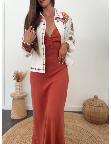Mindy - veste brodée fleurie