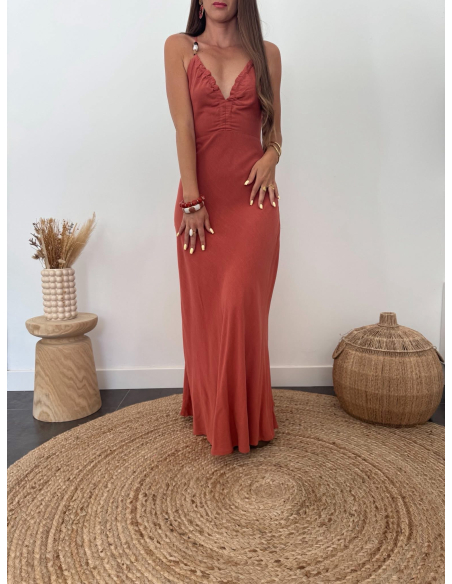 Philina - robe en lin terracotta