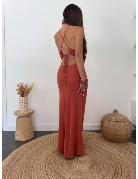 Philina - robe en lin terracotta