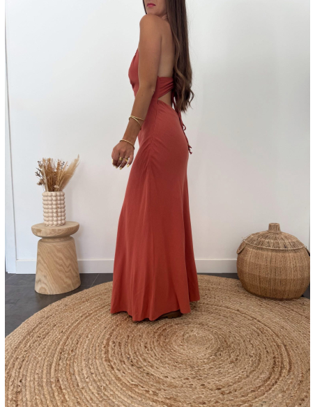 Philina - robe en lin terracotta