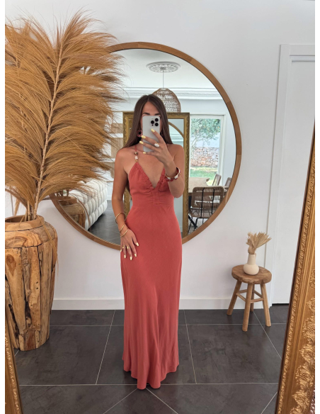 Philina - robe en lin terracotta