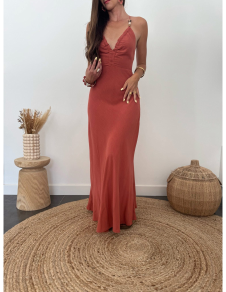 Philina - robe en lin terracotta