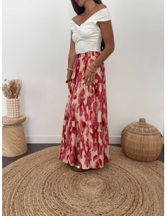 Francesca - jupe longue imprimé rose 2