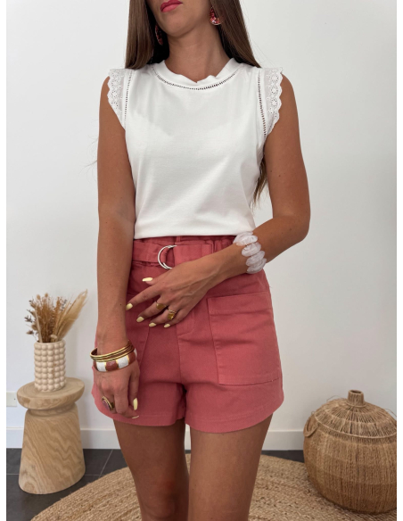Sorella - top blanc broderie anglaise