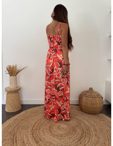 Séville - robe imprimé corail