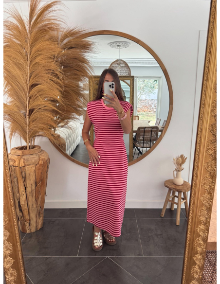 April - robe marinière rose