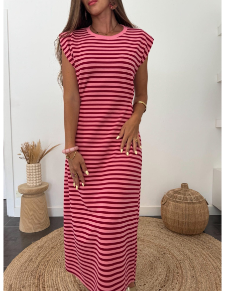 April - robe marinière rose