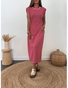 April - robe marinière rose 2