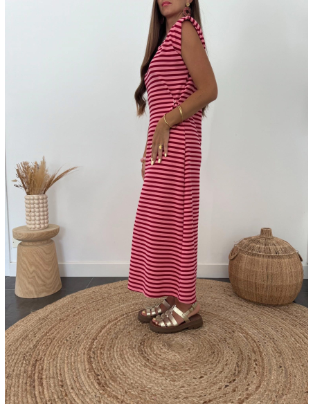April - robe marinière rose
