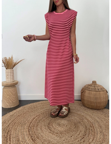 April - robe marinière rose