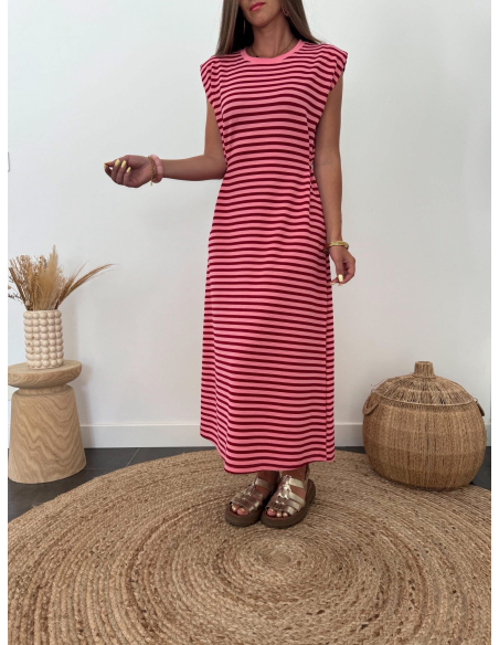 April - robe marinière rose