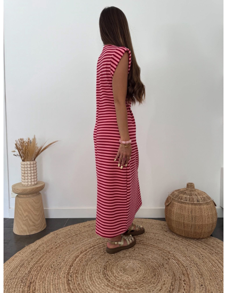 April - robe marinière rose