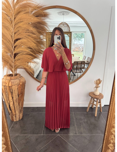 Maliotte - robe plissée terracotta