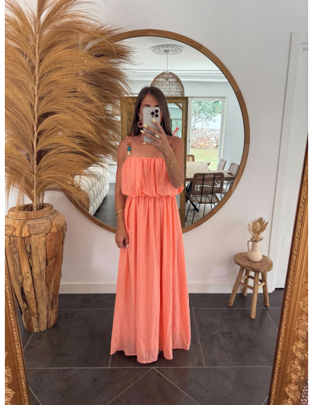 Jayne - robe longue corail