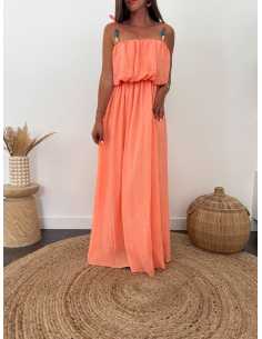 Jayne - robe longue corail 2