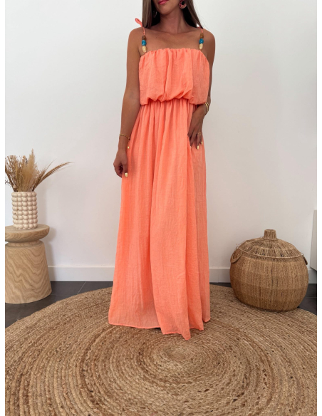 Jayne - robe longue corail