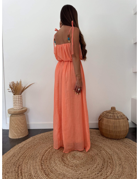 Jayne - robe longue corail