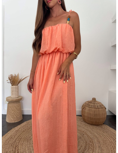 Jayne - robe longue corail