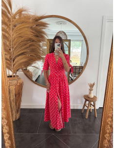 Marina - robe rouge à pois