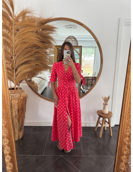 Marina - robe rouge à pois
