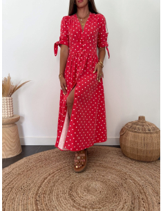 Marina - robe rouge à pois 2