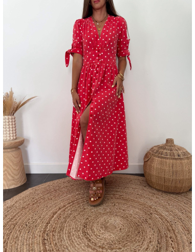 Marina - robe rouge à pois