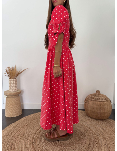 Marina - robe rouge à pois
