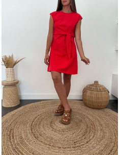 Ludivine - robe rouge en coton 2