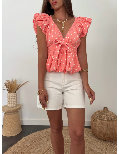 Gabano - top corail à pois