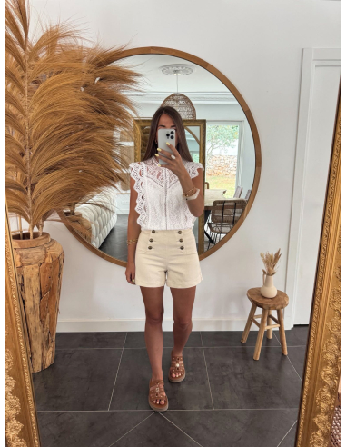 Timéo - short en jean beige