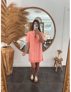 Enrica - robe en jean saumon