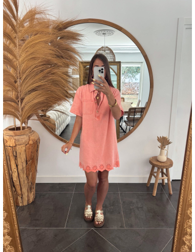 Enrica - robe en jean saumon