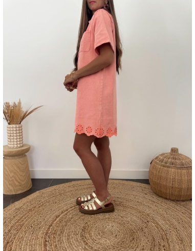 Enrica - robe en jean saumon
