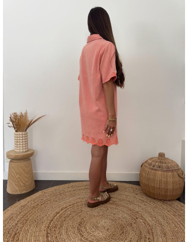 Enrica - robe en jean saumon